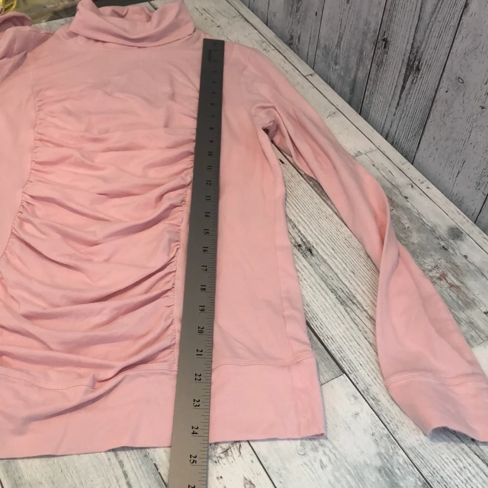 CAbi Pink Hanky Ruched Turtleneck Top Large